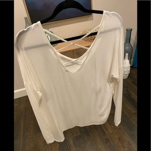 Garage long sleeved off white long length top